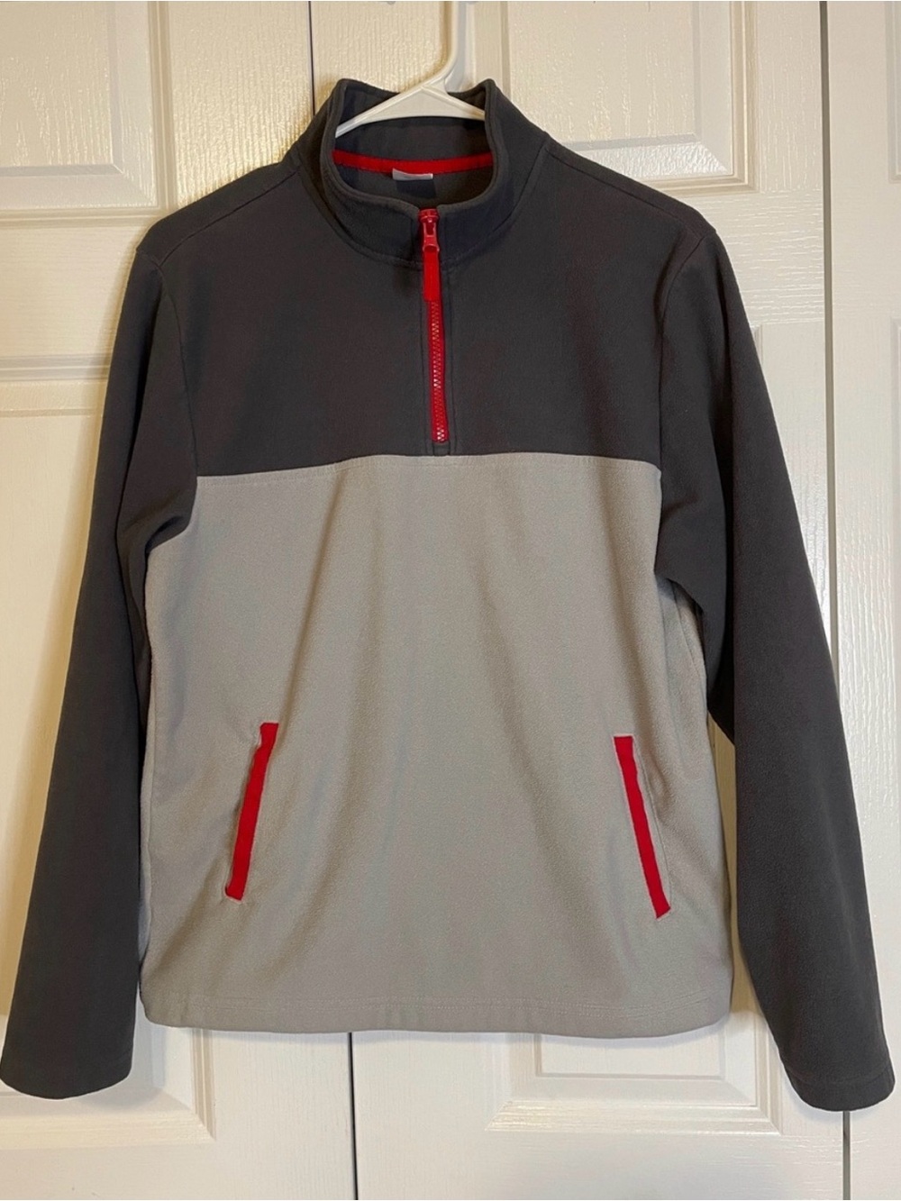WONDER NATION Fleece Quarter Zip Pullover, Boys XXL (14), Gray